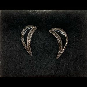 Marcasite and onyx earrings